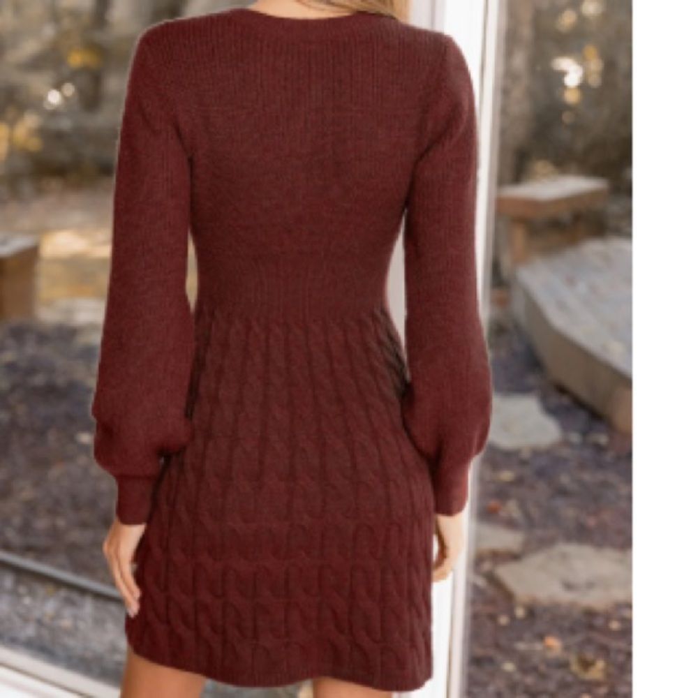 Cupshe Morning Brew Brown Mini Sweater Dress, Size Large, NWT - Picture 4 of 11